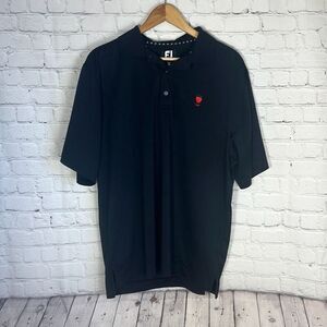 FootJoy Mens Black Short Sleeve Black Golf Polo Shirt size L Embroidered Apple